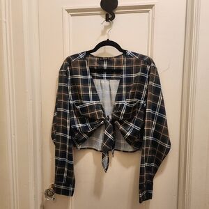 SHEIN Plaid Patterned Top in Blue and Brown